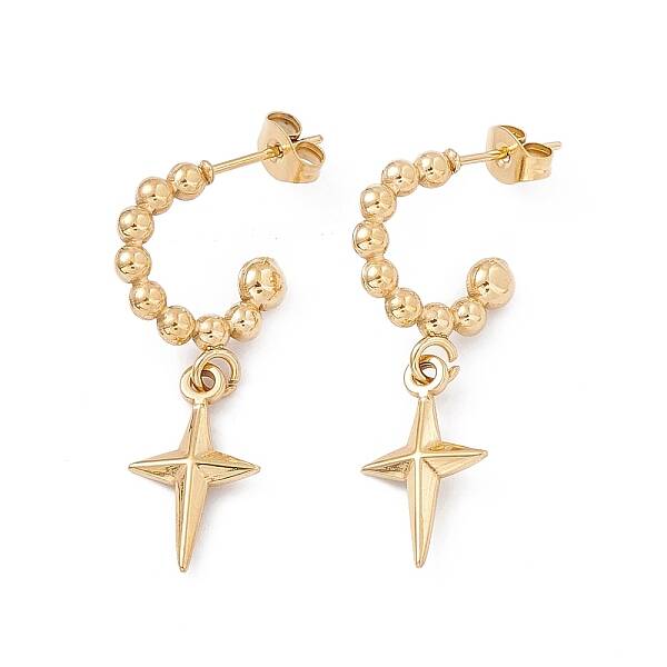 304 Stainless Steel Ring with Star Dangle Stud Earrings