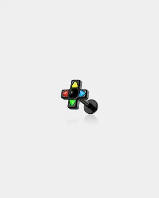 Oufer X Roly Arrow Keys Internally Threaded Cartilage Stud - Black