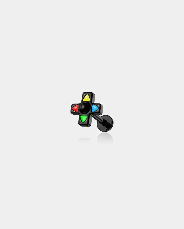 Oufer X Roly Arrow Keys Internally Threaded Cartilage Stud - Black