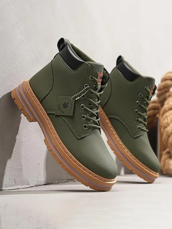 Men's Fashionable Lace Up Front High Top Boots, Casual Comfortable Ankle Boots for Daily Wear, Male All-match Trendy Shoes fo...