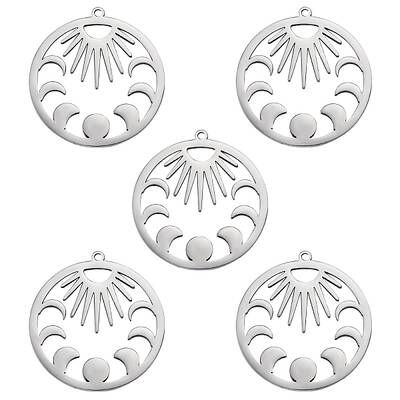 5Pcs 201 Stainless Steel Pendants