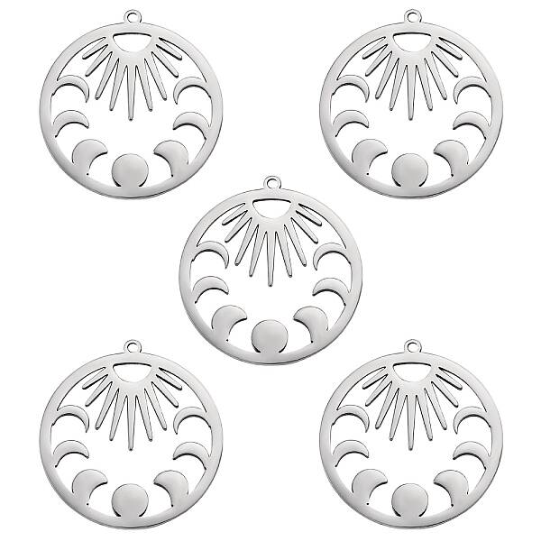 5Pcs 201 Stainless Steel Pendants