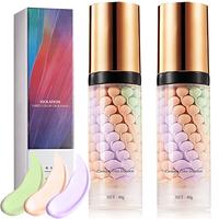 2 Pcs One Step Color Corrector,Natural Isolation Cream,Face Primer Makeup Tricolor Tinted Moisturizer,Oil Control & Moisturiz...
