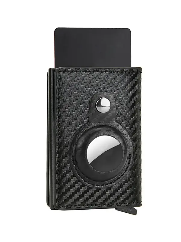 Men's Business Fashion Trifold Carbon Fiber Wallet with Card Slots, Plain Color Large Capacity Wallet with Zipper Card Holder...