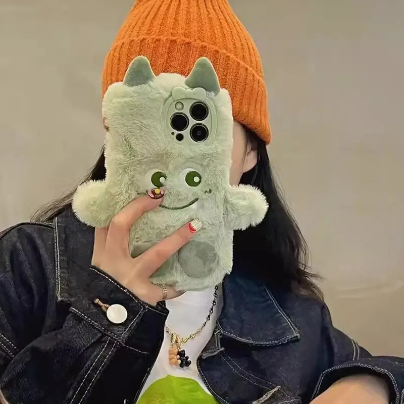 Cute Cartoon Plush Monster Smartphone Case, Shockproof Decorative Cellphone  Protector Cover, Phone Protective Cover Co...