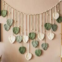 Crochet Leaves Shaped Wall Hanging, 1 Count Boho Modern Woven Wall Tapestry, Bohemian Home Decor for Living Room Bedroom, Hom...