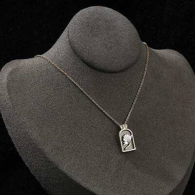 Arch with Flower Brass Enamel Pendant Necklaces