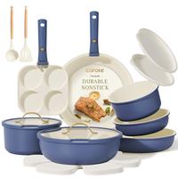 [Official] CAROTE 20pcs Detachable Handle Non-stick Cookware Set, Pots and Pans, Cookware Oven/ Dishwasher safe, Gold Handle,...