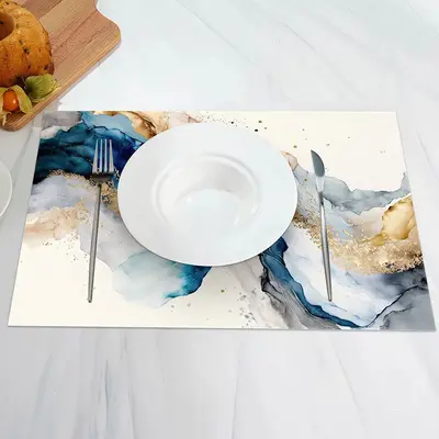 Modern Artistic Blue Black Golden Set Of 4 Placemats - Aperturee