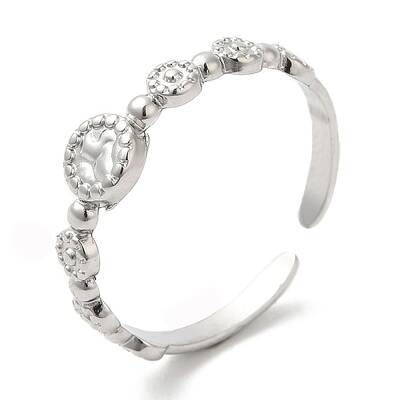 Non-Tarnish 304 Stainless Steel Flat Round Wrap Open Cuff Ring for Women
