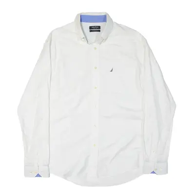 NAUTICA Classic Fit Plain Shirt White Long Sleeve Mens L
