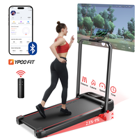 [Upgraded] RHYTHM FUN Incline Treadmill with Handle for Home, 300 Lbs Under Desk Walking Pad, Treadmill with LED Display, Rem...