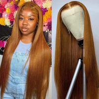 [30Inch for Only $119] Hot Star Colorful 13X6 Ginger Color HD Transparent Lace Front Wigs Human Hair 99J Burgundy Color Strai...