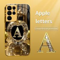 Suitable for [Galaxy S22 Ultra 5g] New high-end letter glass mobile phone case New business simple electroplated glass mobile...