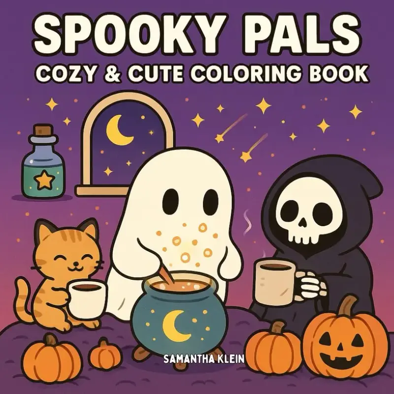 Spooky Pals: Coloring Book Featuring Cozy Scenes for Adults & Kids in Ghostly Moments Paperback – April 24, 2025