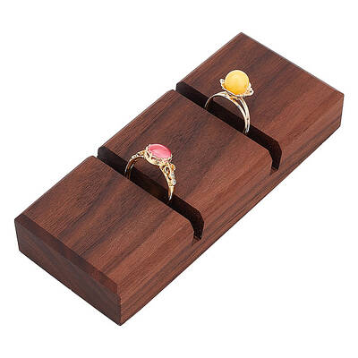 2-Slot Walnut Wood Ring Displays