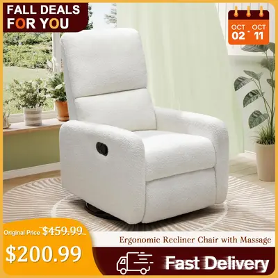 [TikTokShopfalldealsforyou] AMERLIFE Ergonomic Recliner Chair, Massage Swivel Rocking Chair, Nursery Glider with High Back, C...