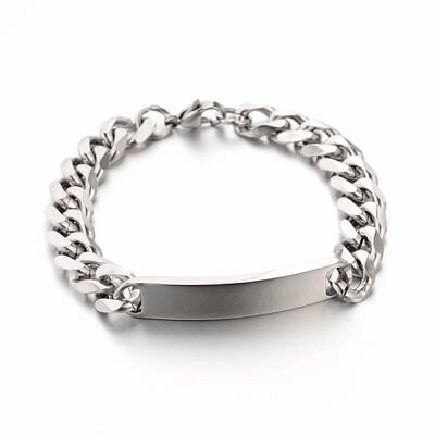Tarnish Resistant 304 Stainless Steel Curb Link Chain ID Bracelets