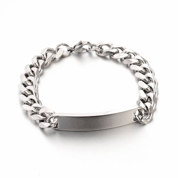 Tarnish Resistant 304 Stainless Steel Curb Link Chain ID Bracelets