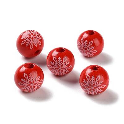 Printed Wood European Beads