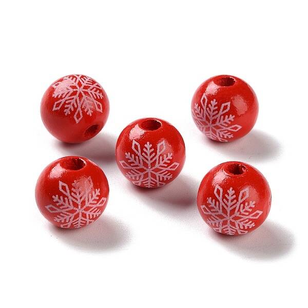 Printed Wood European Beads