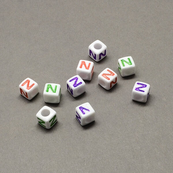 Large Hole Colorful Acrylic Letter European Beads