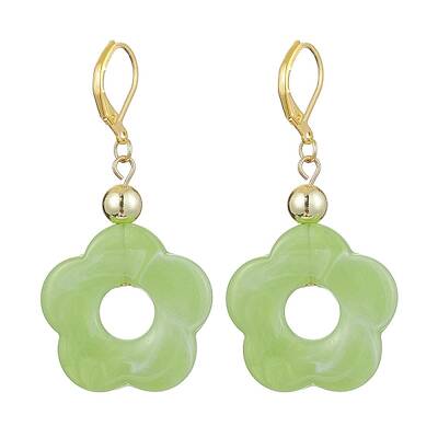 Acrylic Flower Dangle Leverback Earrings