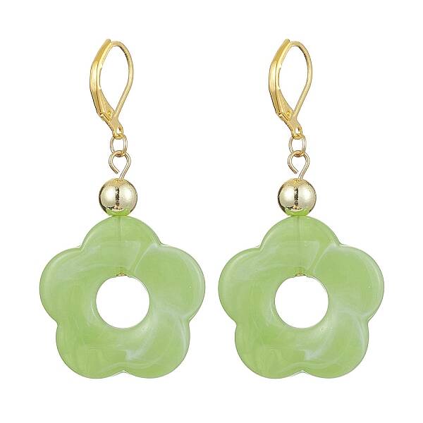 Acrylic Flower Dangle Leverback Earrings