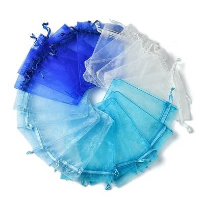 40Pcs 4 Colors Organza Bags Jewellery Storage Pouches Wedding Favour Party Mesh Drawstring Gift