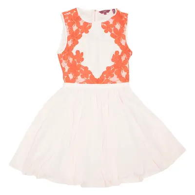 TED BAKER Lace Fit & Flare Dress Pink Floral Mesh Sleeveless Short Womens UK 8