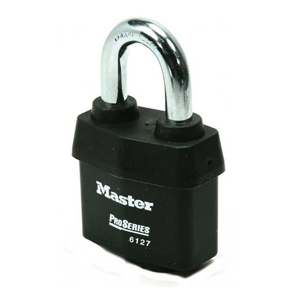 Master Lock Pro Series Weather Tough Padlock Covered Laminated Steel, Rekeyable 5-Pin, Keyed Different, Body Width: 2-5/8 (6...