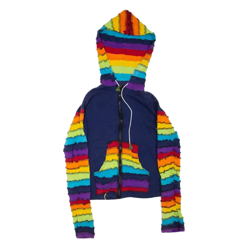 Rainbow Womens Jacket Blue Hooded S