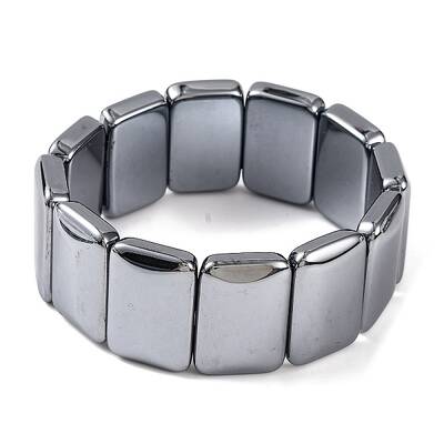Rectangle Terahertz Stone Beaded Stretch Bracelets for Women Men