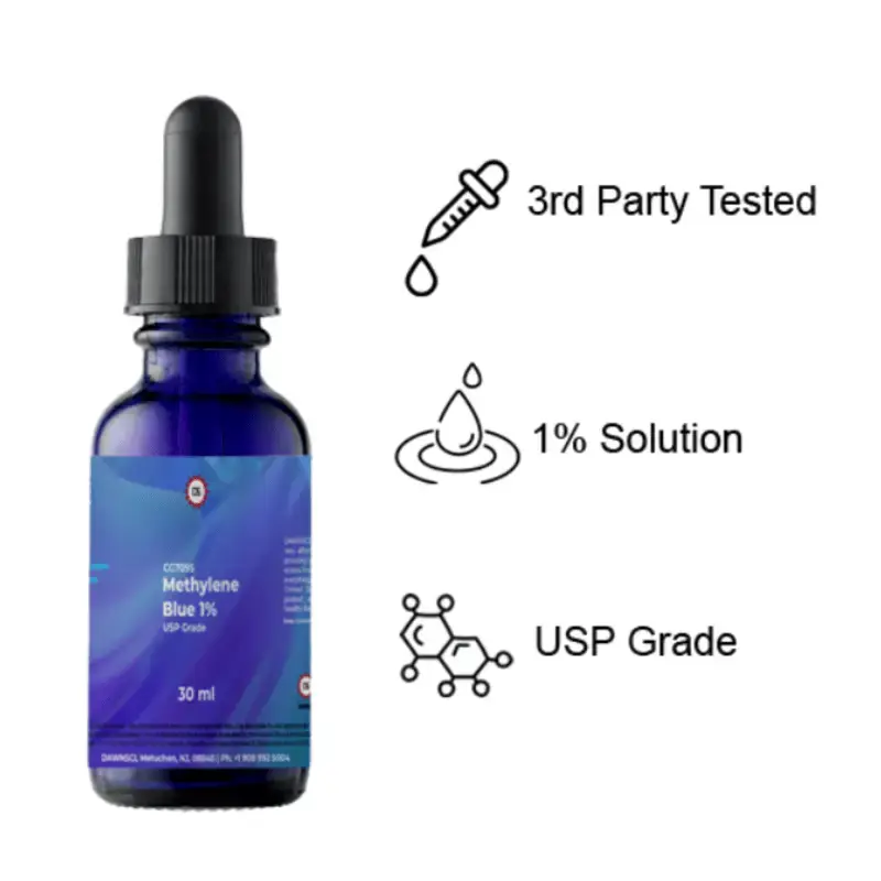 DawnSci Methylene Blue 1% USP Grade 30mL Antioxidant Supplement for Enhanced Focus Mental Acuity Solution No Heavy Metals GMO...