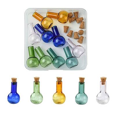 10Pcs 5 Colors Mini High Borosilicate Glass Bottle Bead Containers