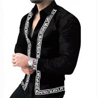 Foreign trade men's wear Europe station new 2022 autumn Europe and America men's fashion printed casual long-sleeved shirt Eu...