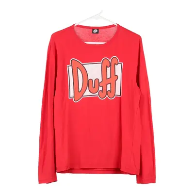 Duff The Simpsons Long Sleeve T-Shirt - Small Red Cotton