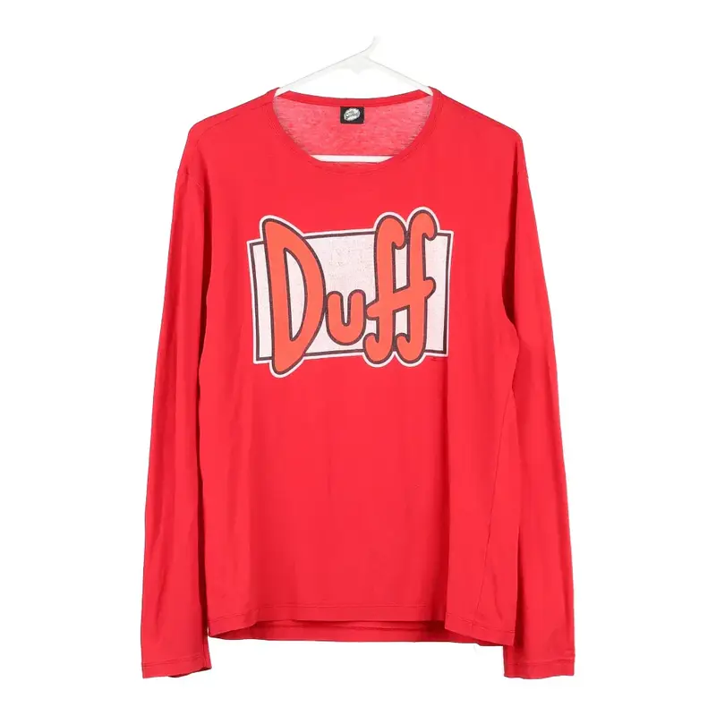 Duff The Simpsons Long Sleeve T-Shirt - Small Red Cotton