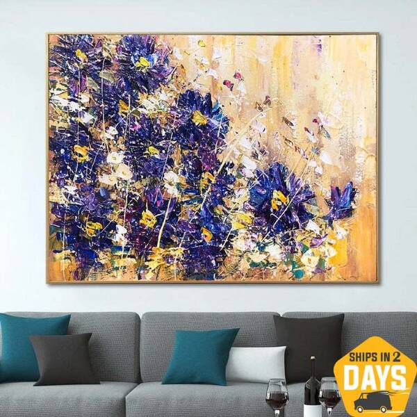 Large Abstract Flowers Painting On Canvas Textured Floral Fine Art Acrylic Oil Painting Modern Colorful Art | FLORAL EMOTION ...