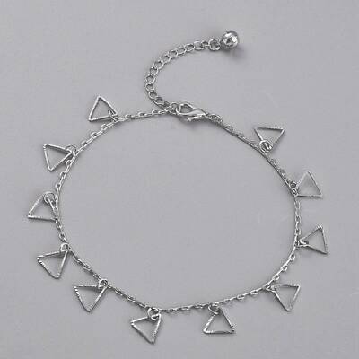 Brass Textured Triangle Charm Anklets