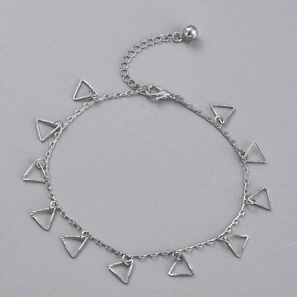 Brass Textured Triangle Charm Anklets