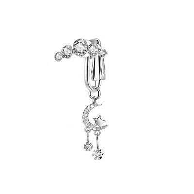 304 Stainless Steel Pave Clear Cubic Zirconia Clip on Belly Rings