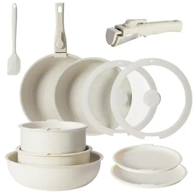 [LIVE] Pots and Pans Set of 12, Nonstick Kitchen Cookware Set with Detachable Handle, Induction Cookware Kitchenware Oil