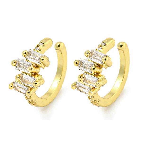 Brass Cubic Zirconia Cuff Earrings