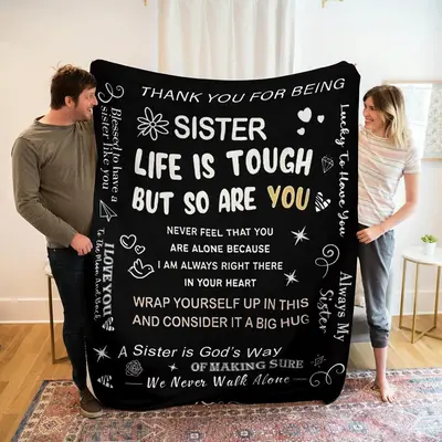 Letter Pattern Blanket for Sisters, Soft Warming Throw Blanket, Cool Bedroom Bedding Blankets, Comfortable Napping Blanket fo...