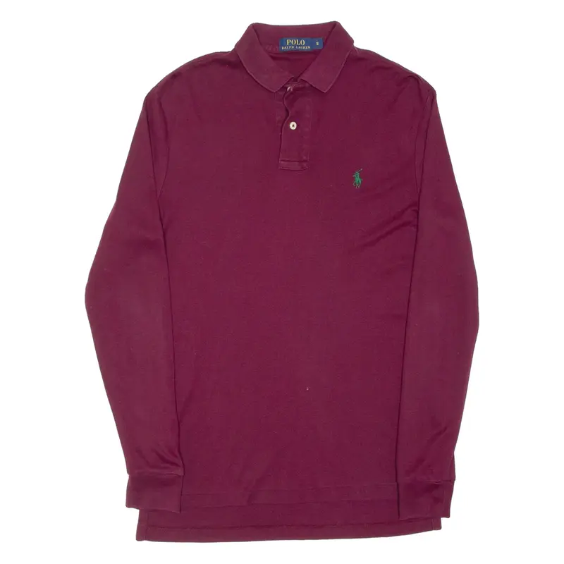POLO RALPH LAUREN Mens Polo Shirt Maroon Long Sleeve S