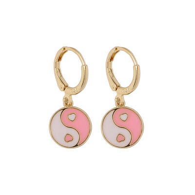 Alloy Enamel Yin Yang Dangle Leverback Earrings
