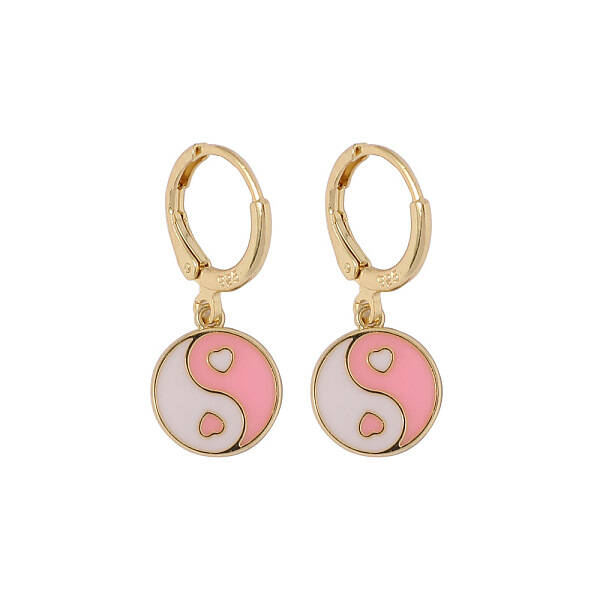 Alloy Enamel Yin Yang Dangle Leverback Earrings