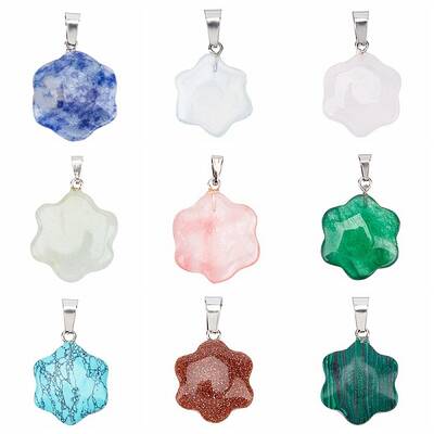 9Pcs 9 Style Gemstone Pendants