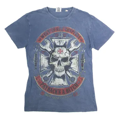 WEST COAST CHOPPERS Mens Biker T-Shirt Blue Crew Neck M